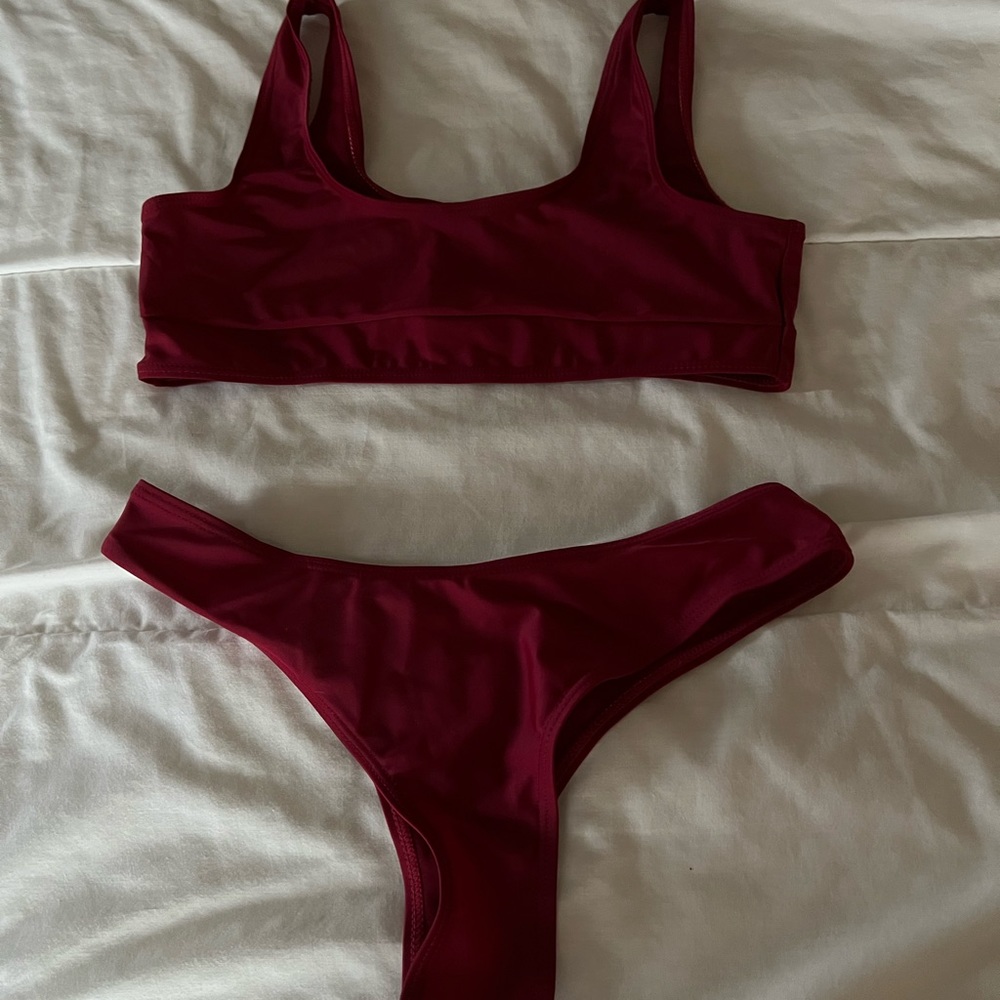 Red Thin/Slightly See Through Bathing Suit Set